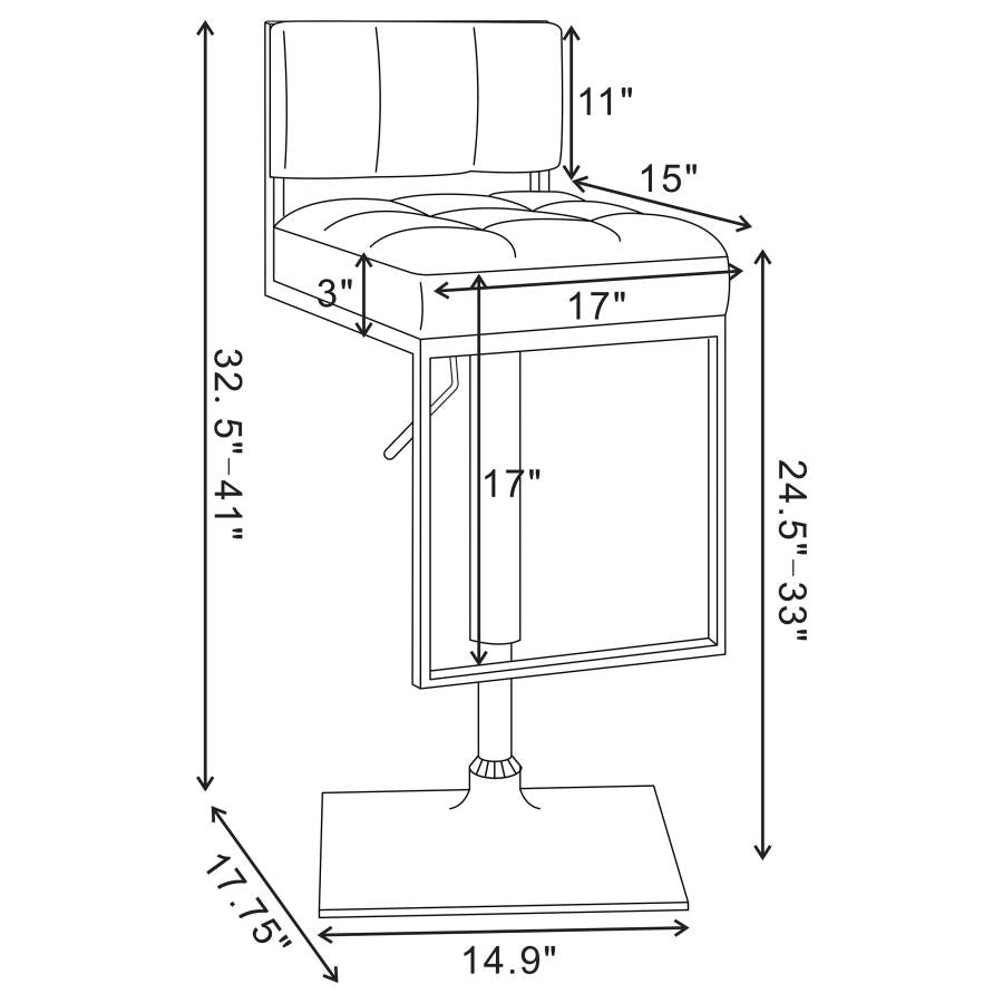 CoasterEssence Alameda Adjustable Bar Stool White And Chrome