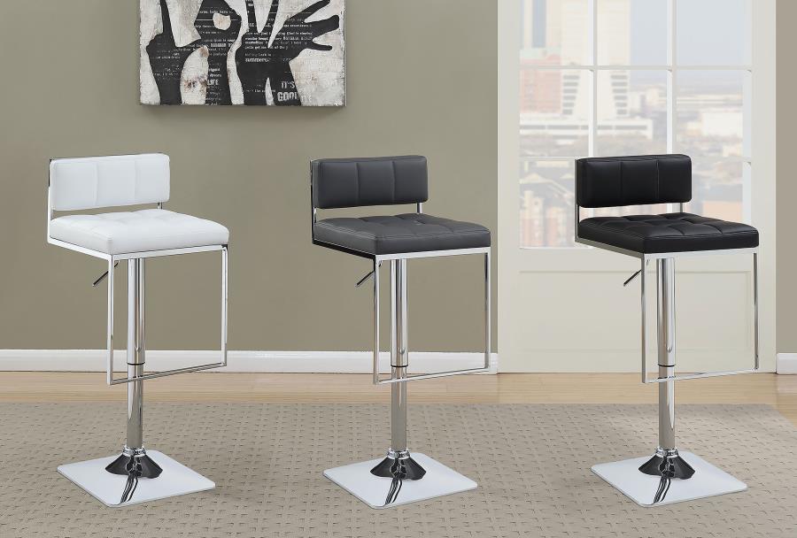 CoasterEssence Alameda Adjustable Bar Stool White And Chrome