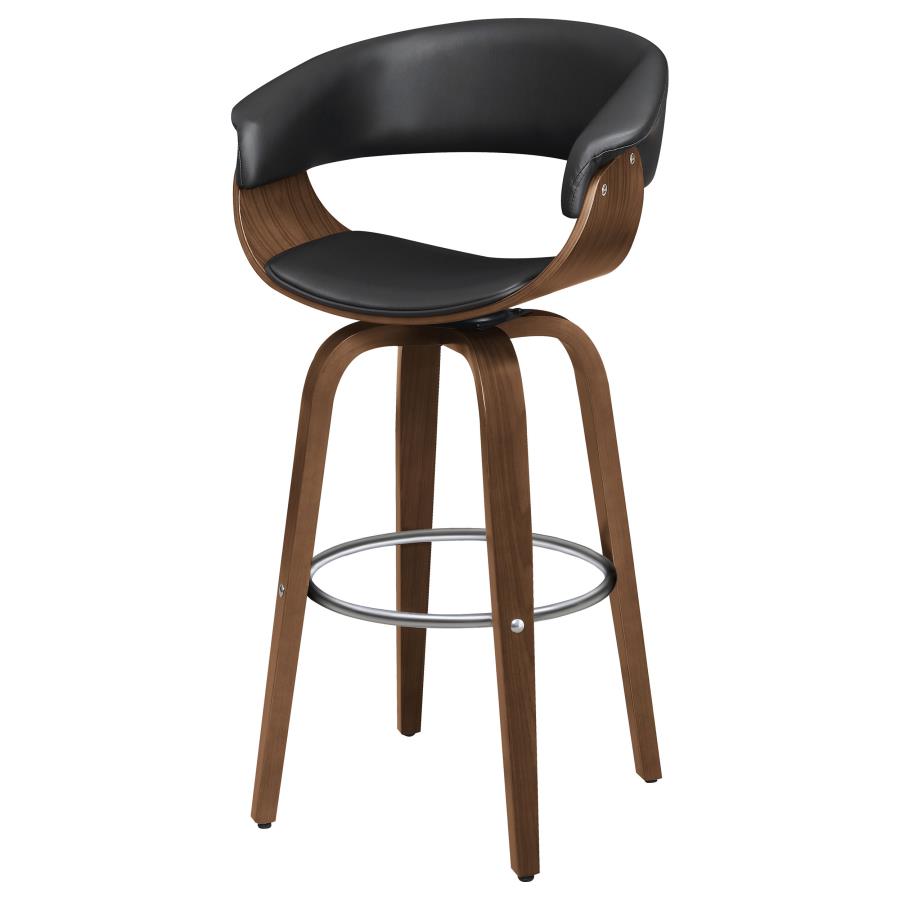 CoasterEssence Zion Upholstered Swivel Bar Stool Walnut And Black