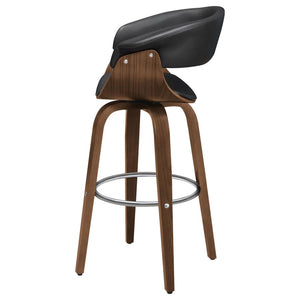 CoasterEssence Zion Upholstered Swivel Bar Stool Walnut And Black