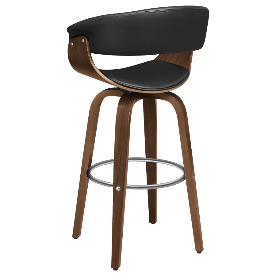 CoasterEssence Zion Upholstered Swivel Bar Stool Walnut And Black