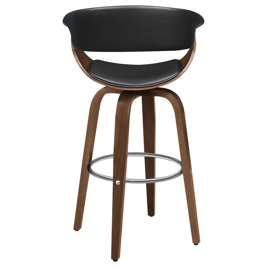 CoasterEssence Zion Upholstered Swivel Bar Stool Walnut And Black