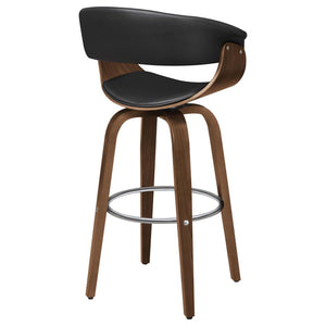 CoasterEssence Zion Upholstered Swivel Bar Stool Walnut And Black