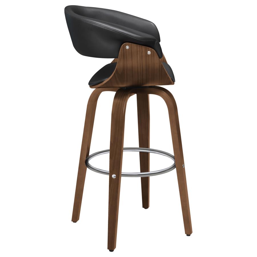 CoasterEssence Zion Upholstered Swivel Bar Stool Walnut And Black