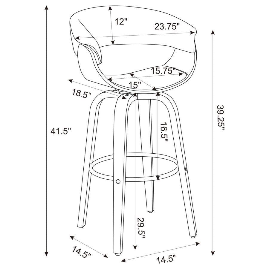 CoasterEssence Zion Upholstered Swivel Bar Stool Walnut And Black