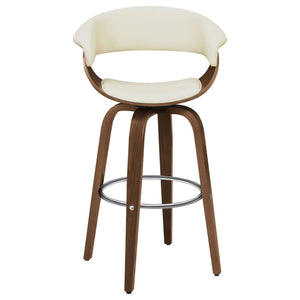 CoasterEssence Zion Upholstered Swivel Bar Stool Walnut And Ecru