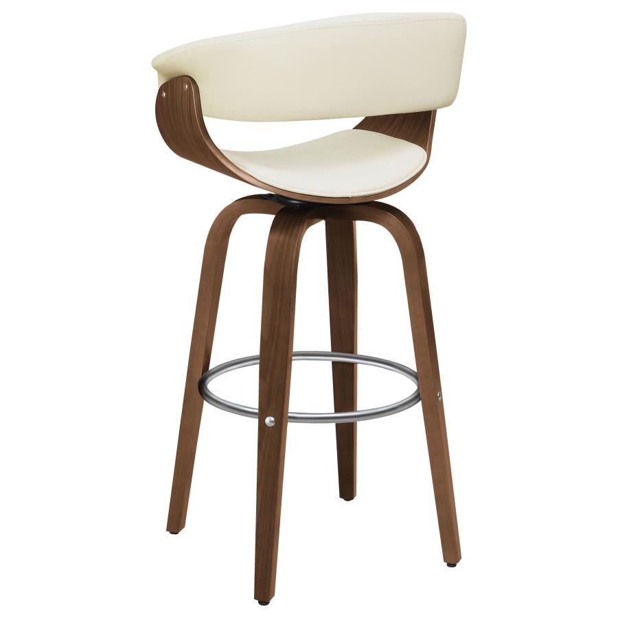 CoasterEssence Zion Upholstered Swivel Bar Stool Walnut And Ecru