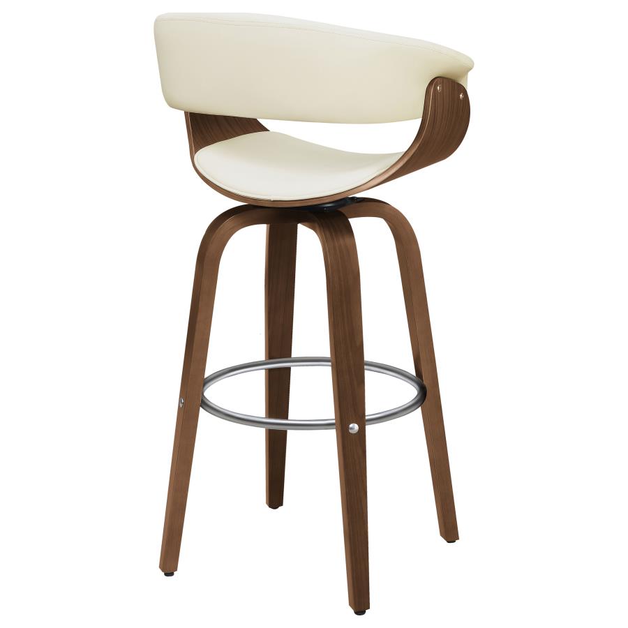 CoasterEssence Zion Upholstered Swivel Bar Stool Walnut And Ecru