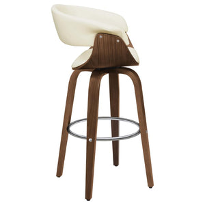 CoasterEssence Zion Upholstered Swivel Bar Stool Walnut And Ecru