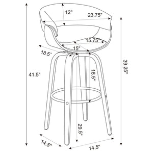 CoasterEssence Zion Upholstered Swivel Bar Stool Walnut And Ecru