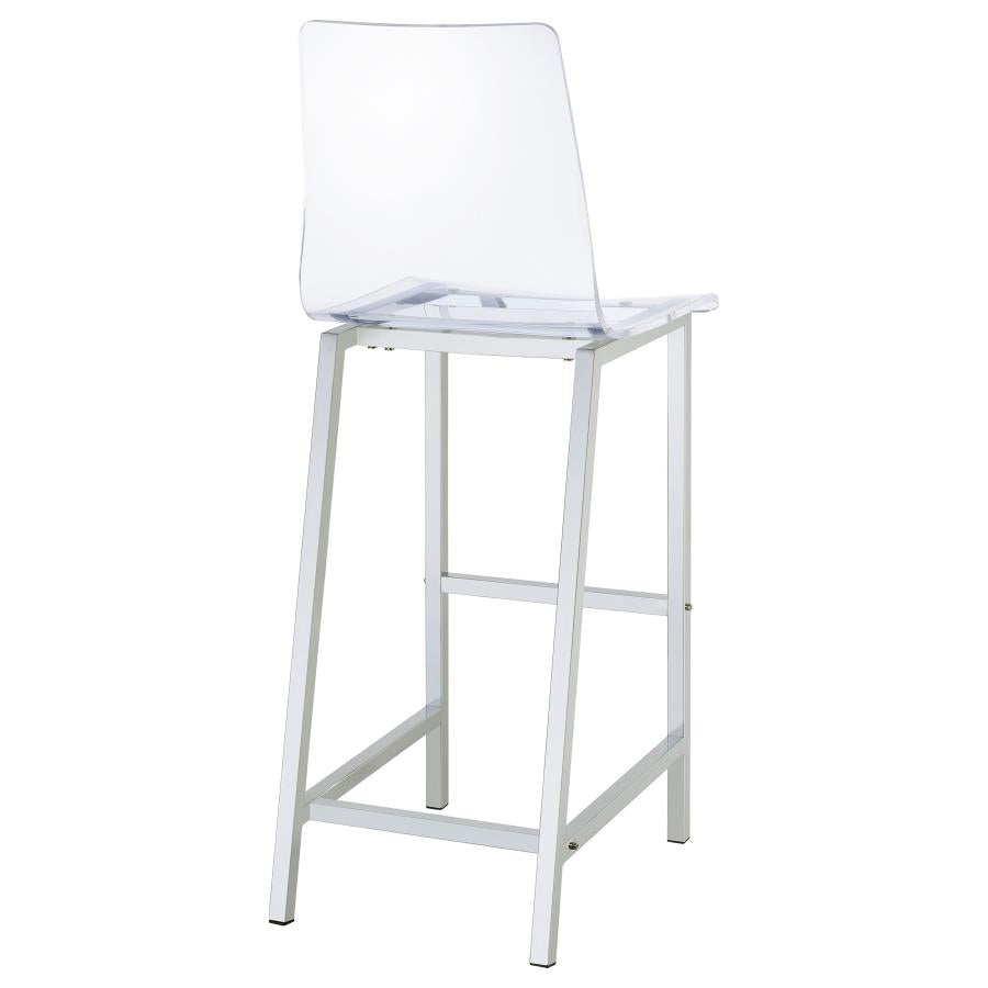 CoasterEssence Juelia Bar Stools Chrome And Clear Acrylic (Set Of 2)