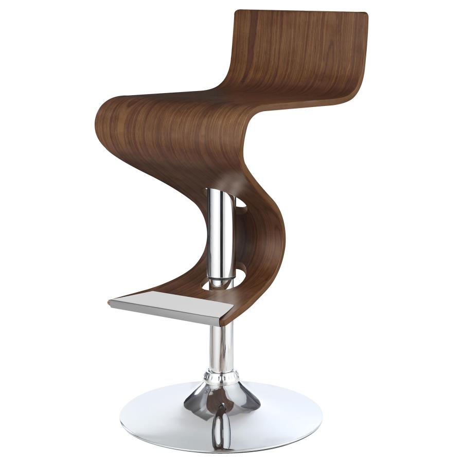 CoasterEssence Covina Adjustable Bar Stool Walnut And Chrome