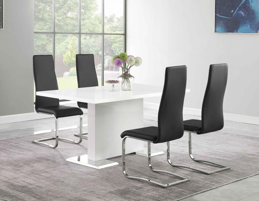 CoasterEveryday Montclair High Back Dining Chairs Black And Chrome (Set Of 4)