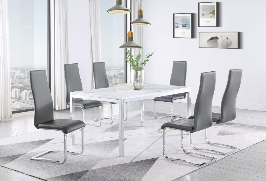 CoasterEveryday Montclair Upholstered High Back Side Chairs Grey And Chrome (Set Of 4)