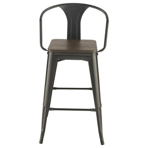 CoasterEveryday Cavalier Wooden Seat Bar Stools Dark Elm And Matte Black (Set Of 2)