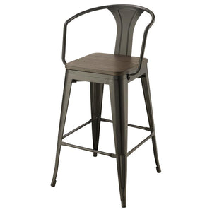 CoasterEveryday Cavalier Wooden Seat Bar Stools Dark Elm And Matte Black (Set Of 2)