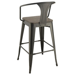 CoasterEveryday Cavalier Wooden Seat Bar Stools Dark Elm And Matte Black (Set Of 2)