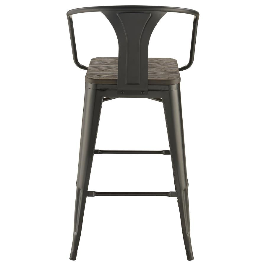 CoasterEveryday Cavalier Wooden Seat Bar Stools Dark Elm And Matte Black (Set Of 2)