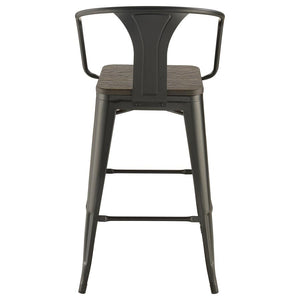 CoasterEveryday Cavalier Wooden Seat Bar Stools Dark Elm And Matte Black (Set Of 2)