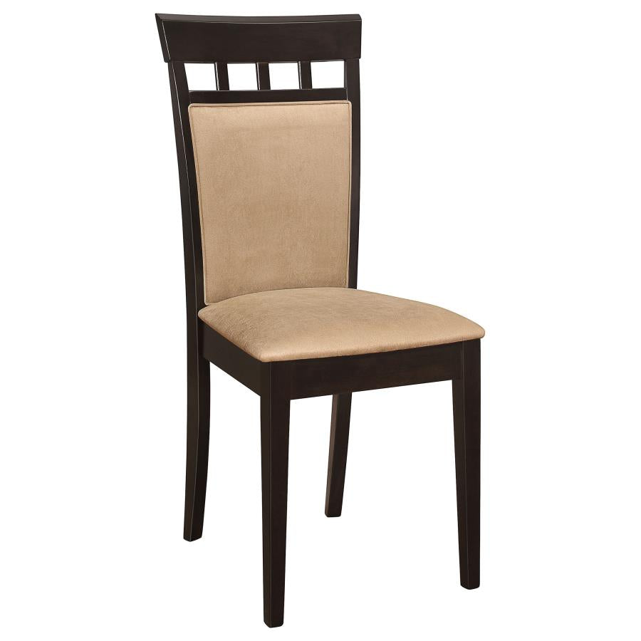 CoasterEveryday Gabriel Upholstered Side Chairs Cappuccino And Tan (Set Of 2)