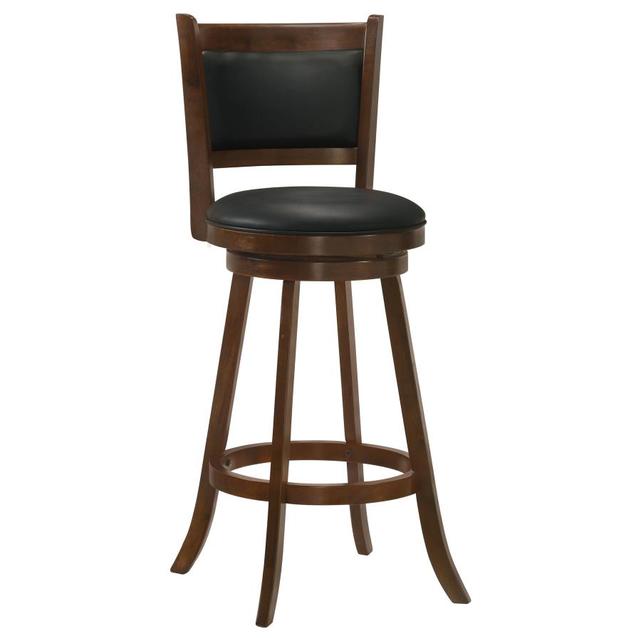 CoasterEssence Broxton Upholstered Swivel Bar Stools Chestnut And Black (Set Of 2)