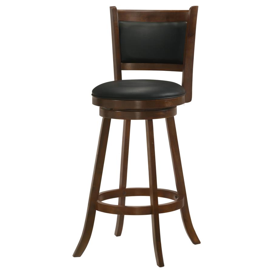 CoasterEssence Broxton Upholstered Swivel Bar Stools Chestnut And Black (Set Of 2)