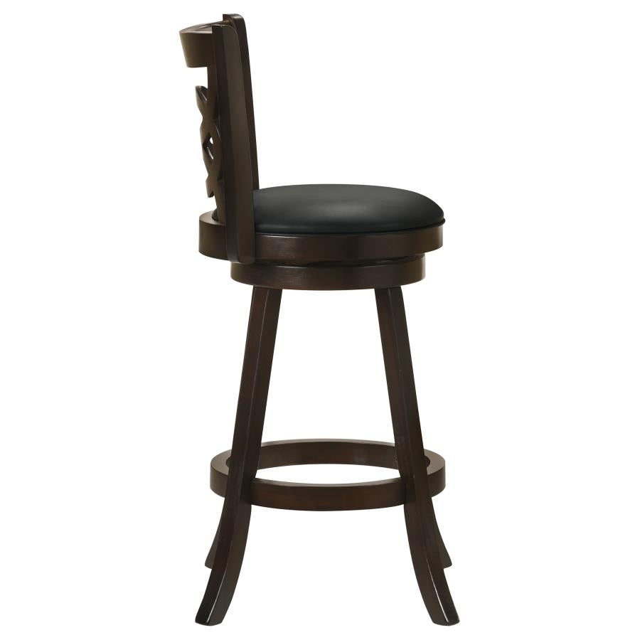 CoasterEssence Calecita Swivel Bar Stools With Upholstered Seat Cappuccino (Set Of 2)