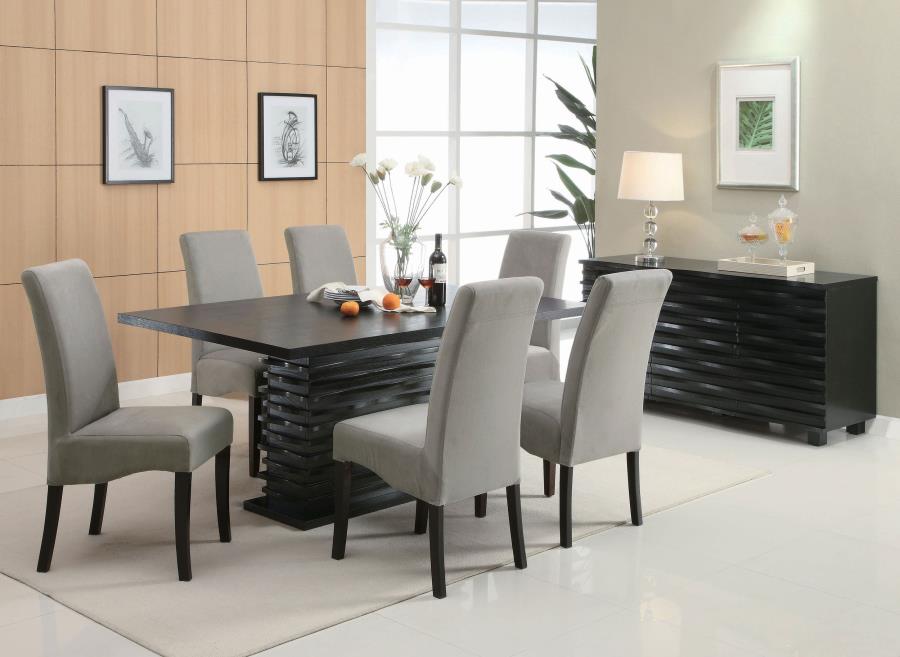 CoasterEssence Stanton Rectangle Pedestal Dining Table Black