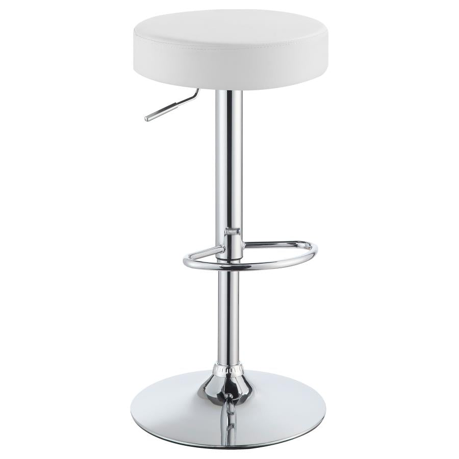 CoasterEveryday Ramses Adjustable Backless Bar Stool Chrome And White