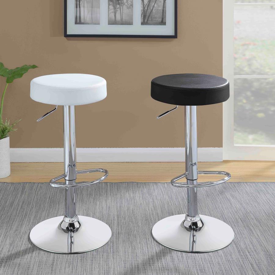 CoasterEveryday Ramses Adjustable Backless Bar Stool Chrome And White