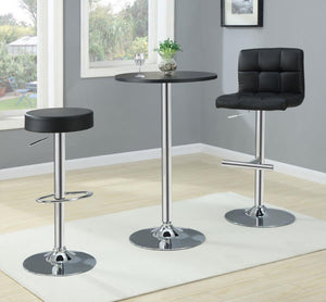 CoasterEveryday Lenny Adjustable Bar Stools Chrome And Black (Set Of 2)