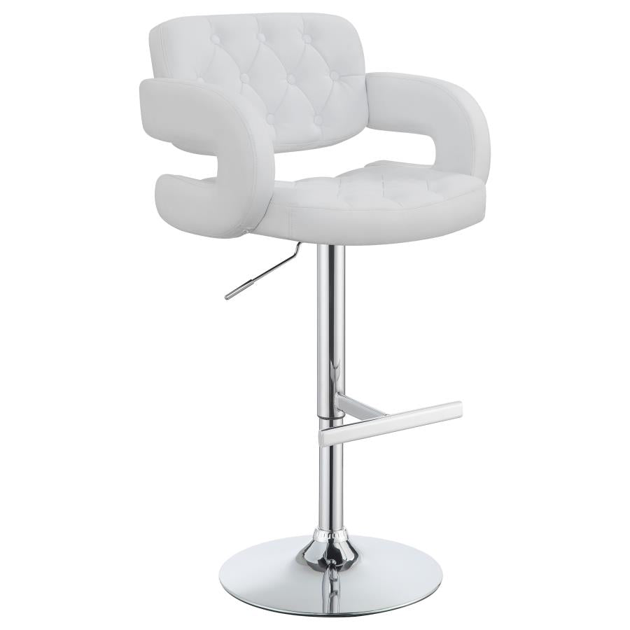 CoasterEssence Brandi Adjustable Bar Stool Chrome And White