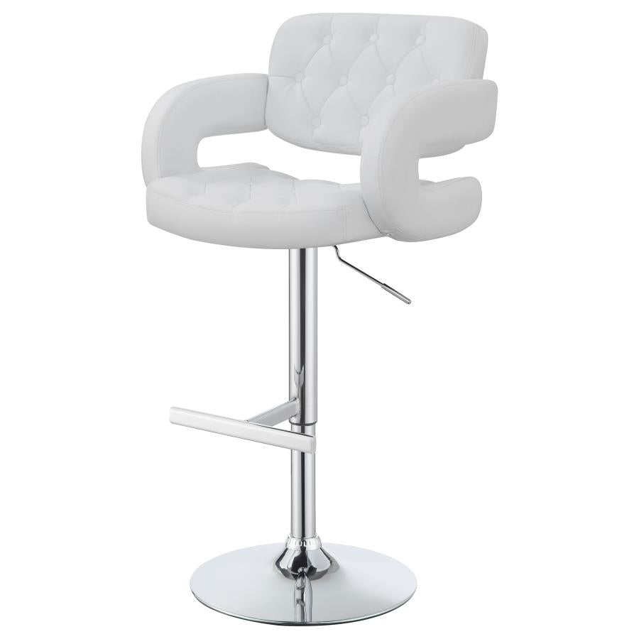 CoasterEssence Brandi Adjustable Bar Stool Chrome And White