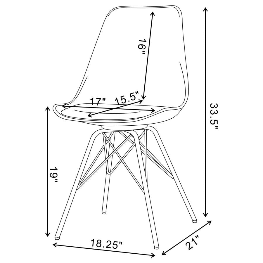 CoasterEveryday Juniper Armless Dining Chairs White And Chrome (Set Of 2)