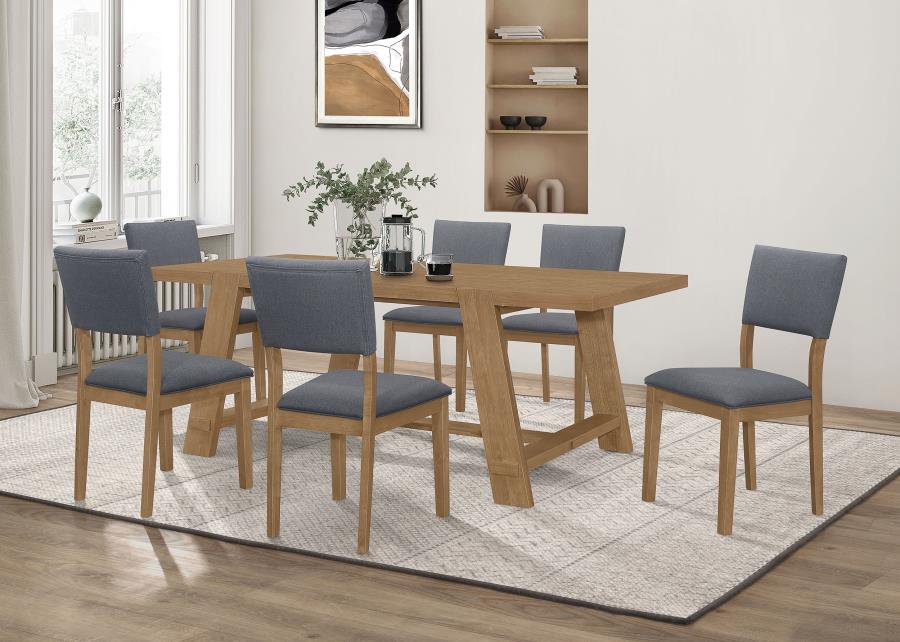 Sharon Open Back Padded Upholstered Dining Side Chair Blue And Brown (Set Of 2)