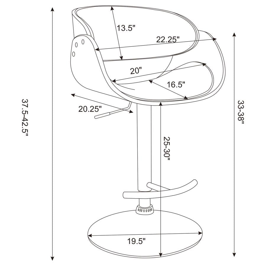 CoasterEssence Dana Adjustable Bar Stool Ecru And Chrome