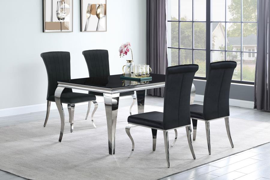 CoasterEssence Betty Upholstered Side Chairs Black And Chrome (Set Of 4)