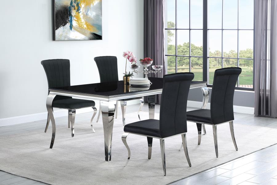 CoasterEssence Betty Upholstered Side Chairs Black And Chrome (Set Of 4)