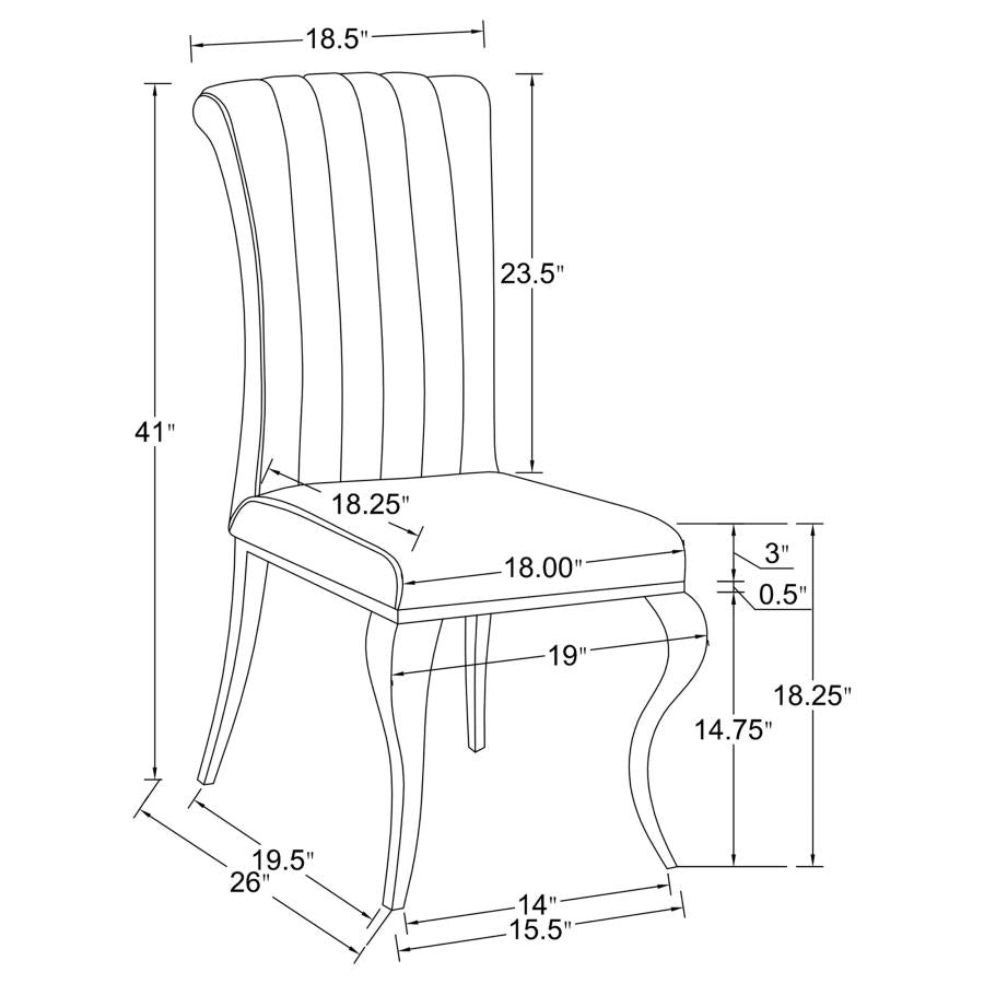 CoasterEssence Betty Upholstered Side Chairs Grey And Chrome (Set Of 4)