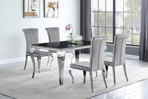 CoasterEssence Betty Upholstered Side Chairs Grey And Chrome (Set Of 4)