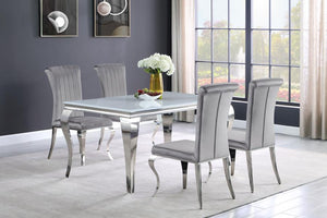 CoasterEssence Betty Upholstered Side Chairs Grey And Chrome (Set Of 4)