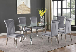 CoasterEssence Betty Upholstered Side Chairs Grey And Chrome (Set Of 4)