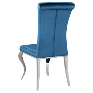 CoasterEssence Betty Upholstered Side Chairs Teal And Chrome (Set Of 4)