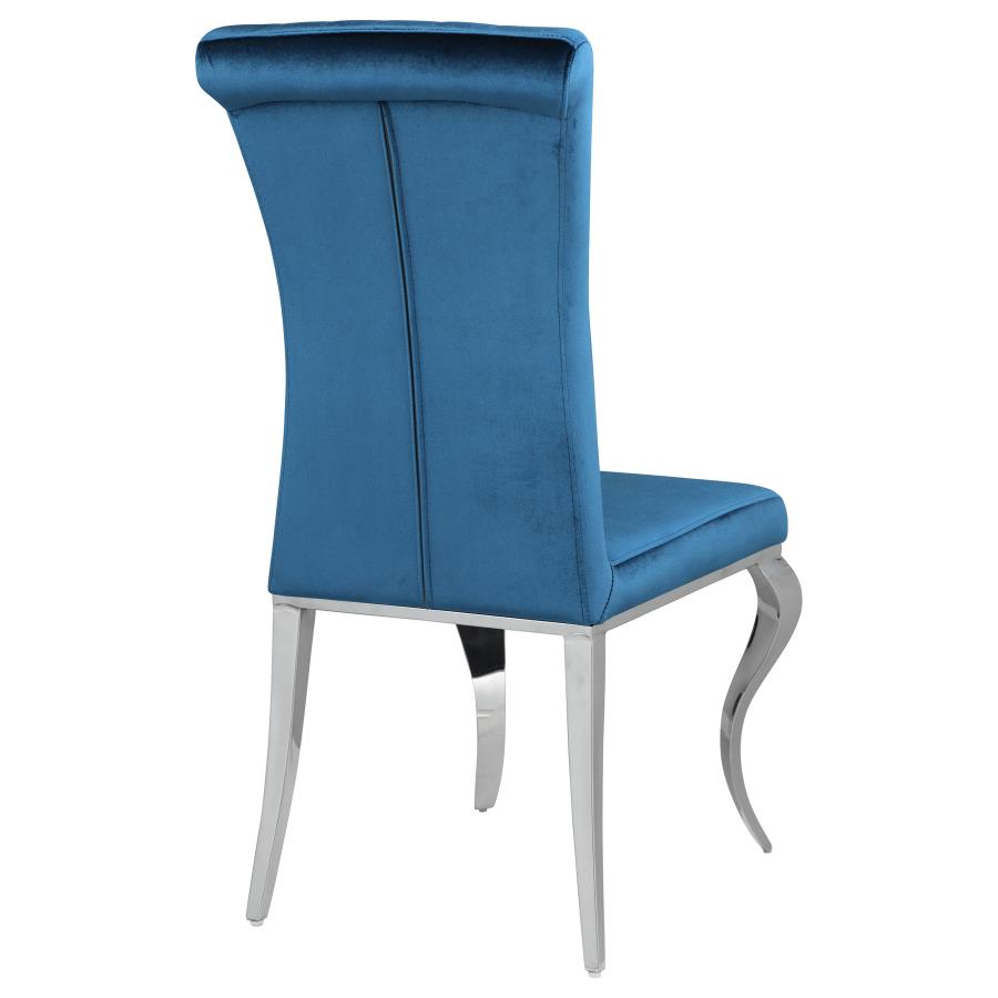 CoasterEssence Betty Upholstered Side Chairs Teal And Chrome (Set Of 4)