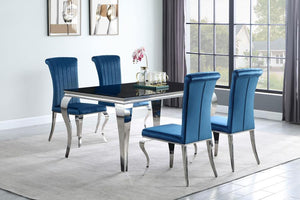 CoasterEssence Betty Upholstered Side Chairs Teal And Chrome (Set Of 4)