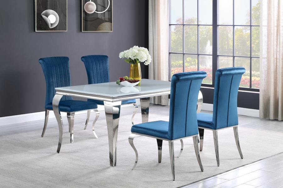 CoasterEssence Betty Upholstered Side Chairs Teal And Chrome (Set Of 4)