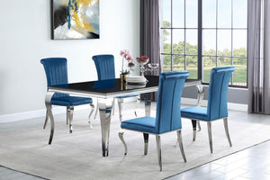 CoasterEssence Betty Upholstered Side Chairs Teal And Chrome (Set Of 4)