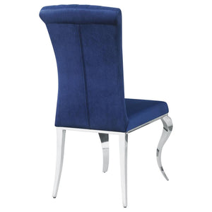 CoasterEssence Betty Upholstered Side Chairs Ink Blue And Chrome (Set Of 4)