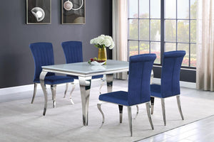 CoasterEssence Betty Upholstered Side Chairs Ink Blue And Chrome (Set Of 4)