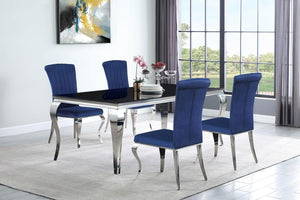 CoasterEssence Betty Upholstered Side Chairs Ink Blue And Chrome (Set Of 4)